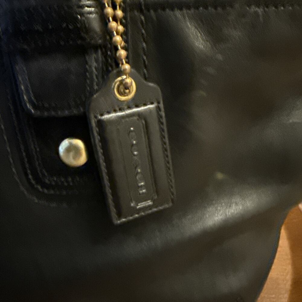 COACH Leather Satchel Bag Black Top Zip Brass Buckles A0869-11844 MRSP $275 - Picture 2 of 8